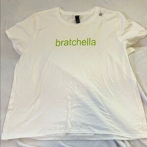 Bratchella White T-Shirt with Green Text (Women’s XL)